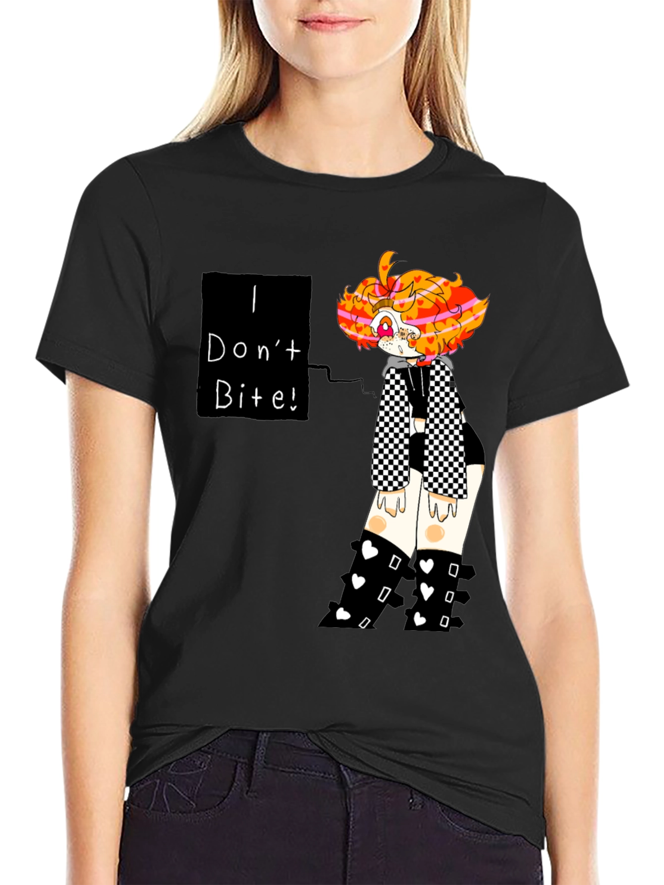 I Dont Bite! Black T-Shirt Graphic Tee Novelty