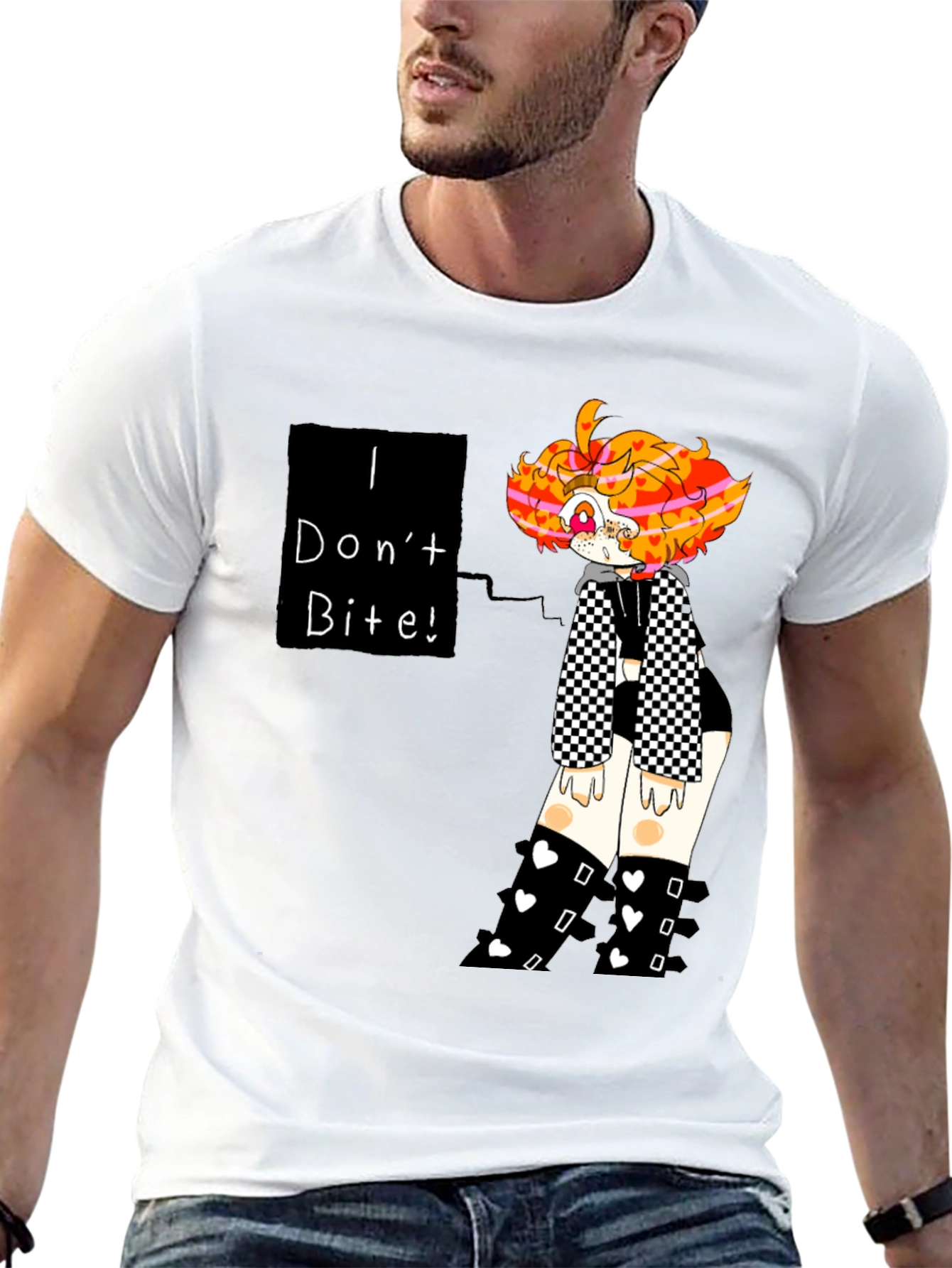 I Dont Bite! Black T-Shirt Graphic Tee Novelty
