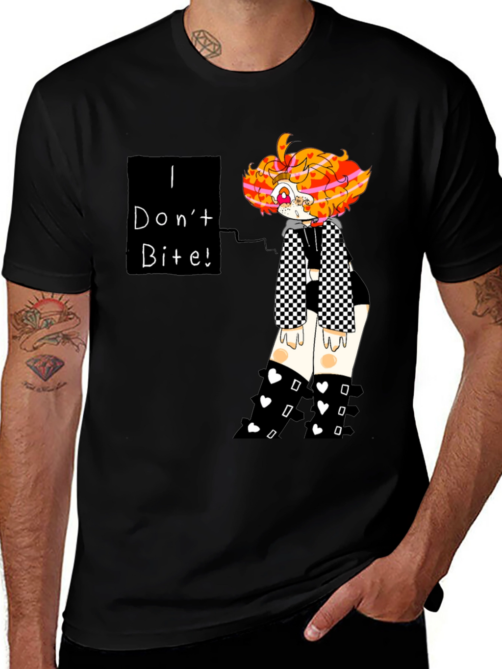 I Dont Bite! Black T-Shirt Graphic Tee Novelty