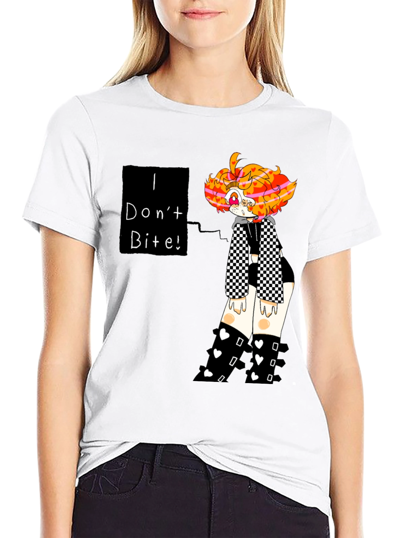 I Dont Bite! Black T-Shirt Graphic Tee Novelty