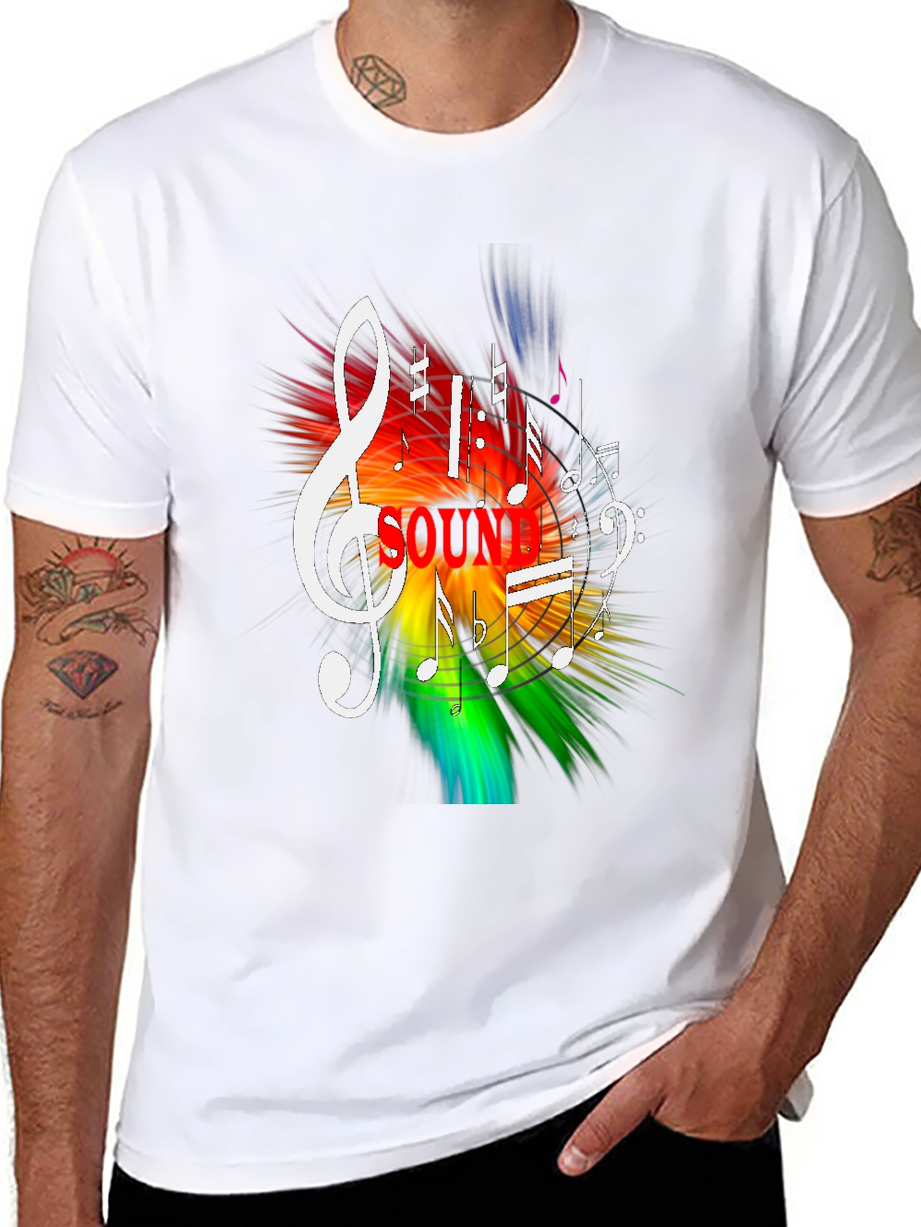 Colorful Music Notes Graphic T-Shirt