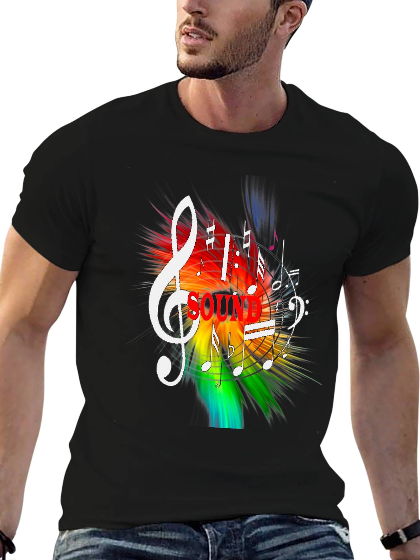 Colorful Music Notes Graphic T-Shirt