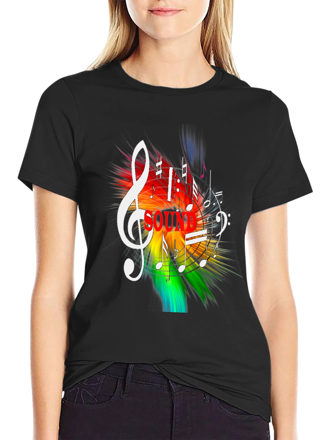 Colorful Music Notes Graphic T-Shirt