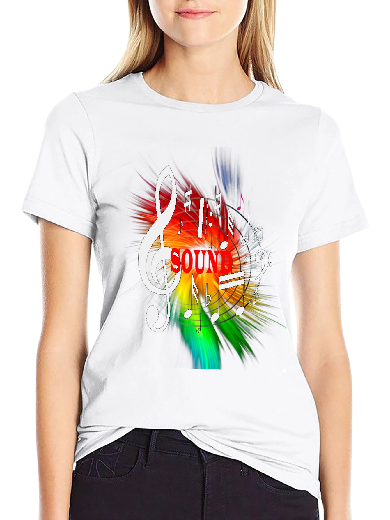 Colorful Music Notes Graphic T-Shirt