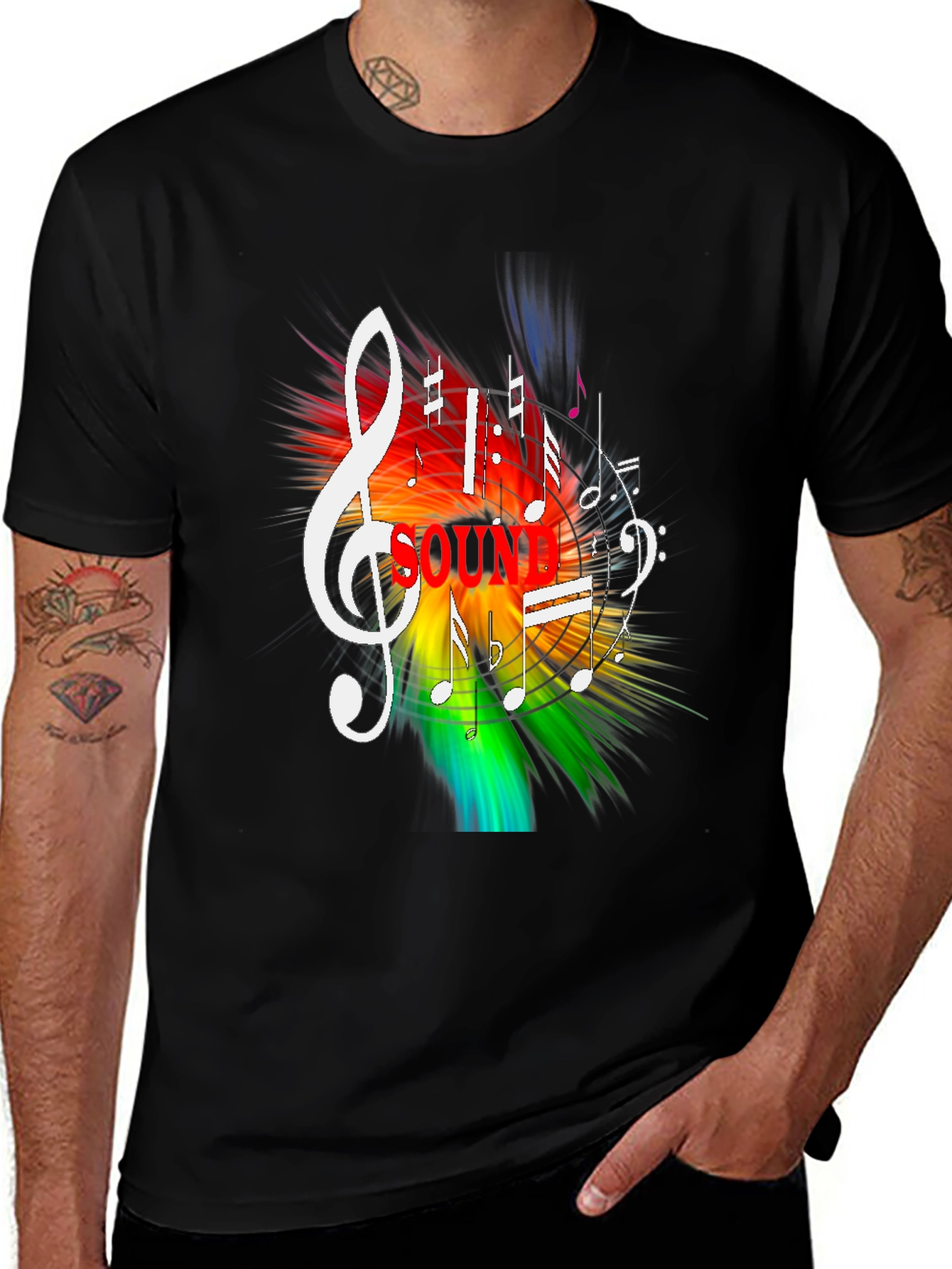 Colorful Music Notes Graphic T-Shirt