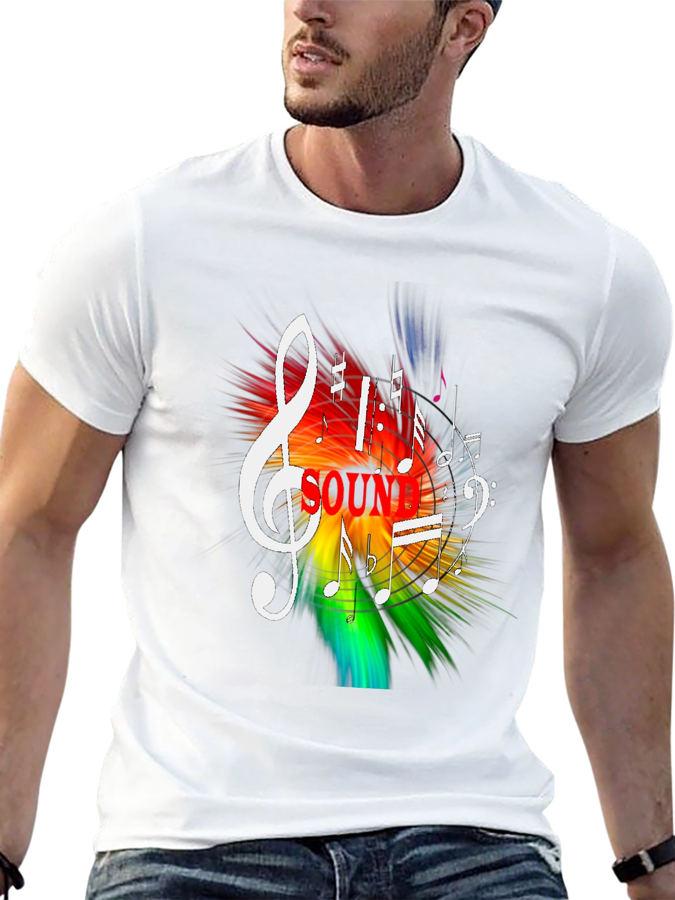 Colorful Music Notes Graphic T-Shirt