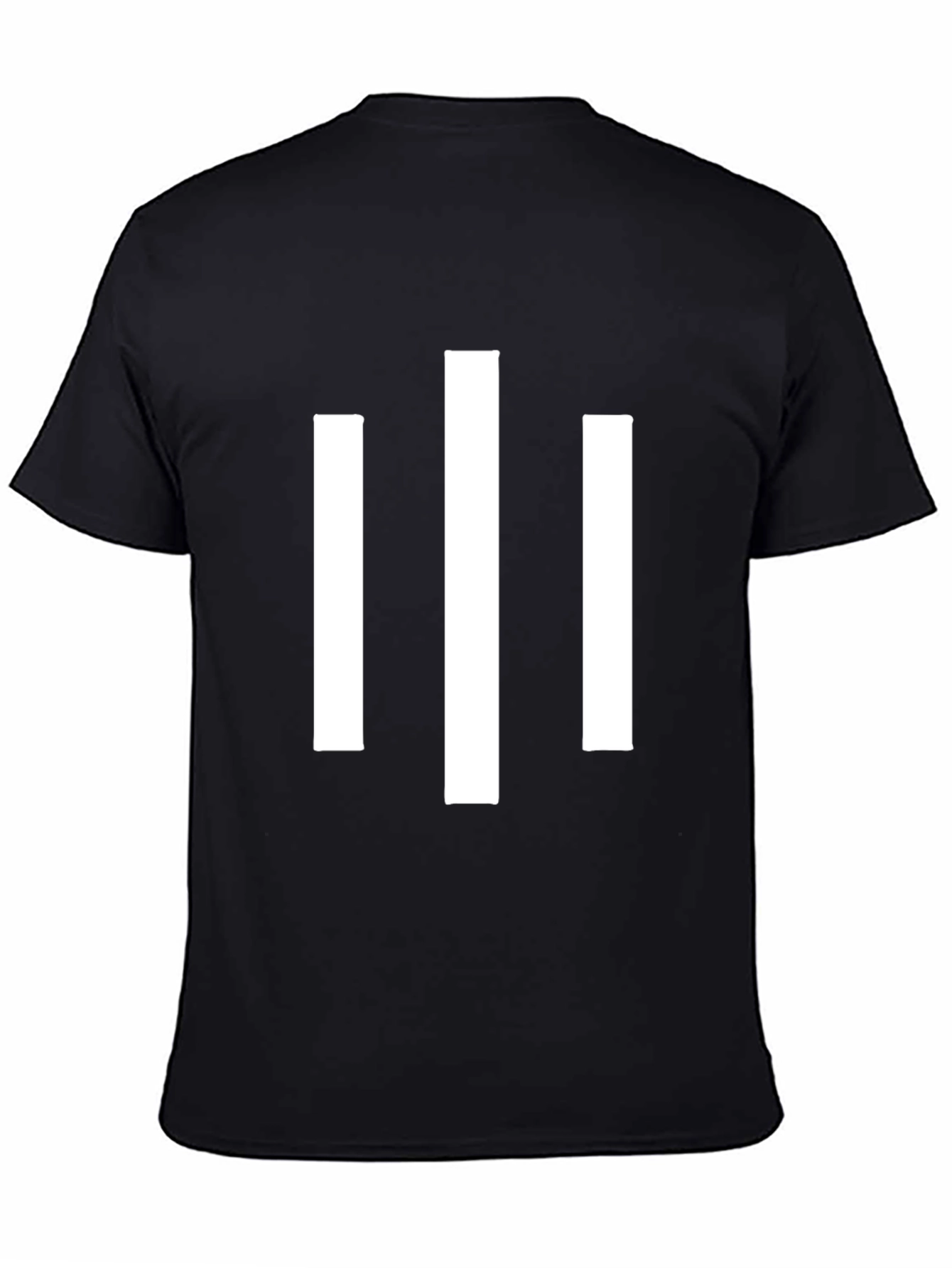 Minimalist White Stripe Graphic Black T-Shirt