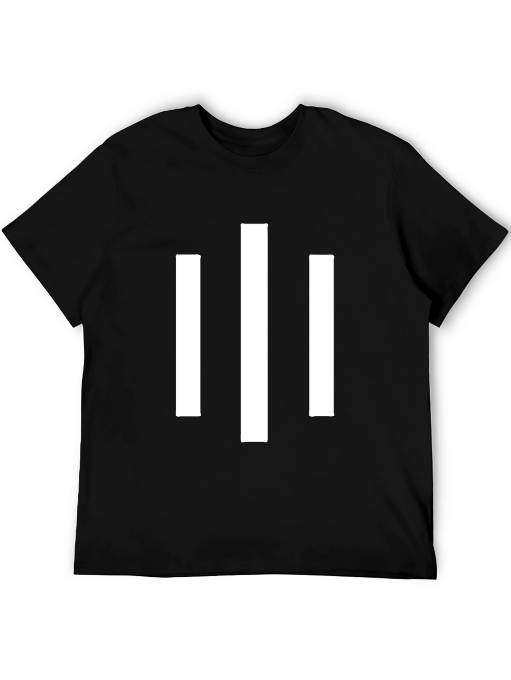 Minimalist White Stripe Graphic Black T-Shirt