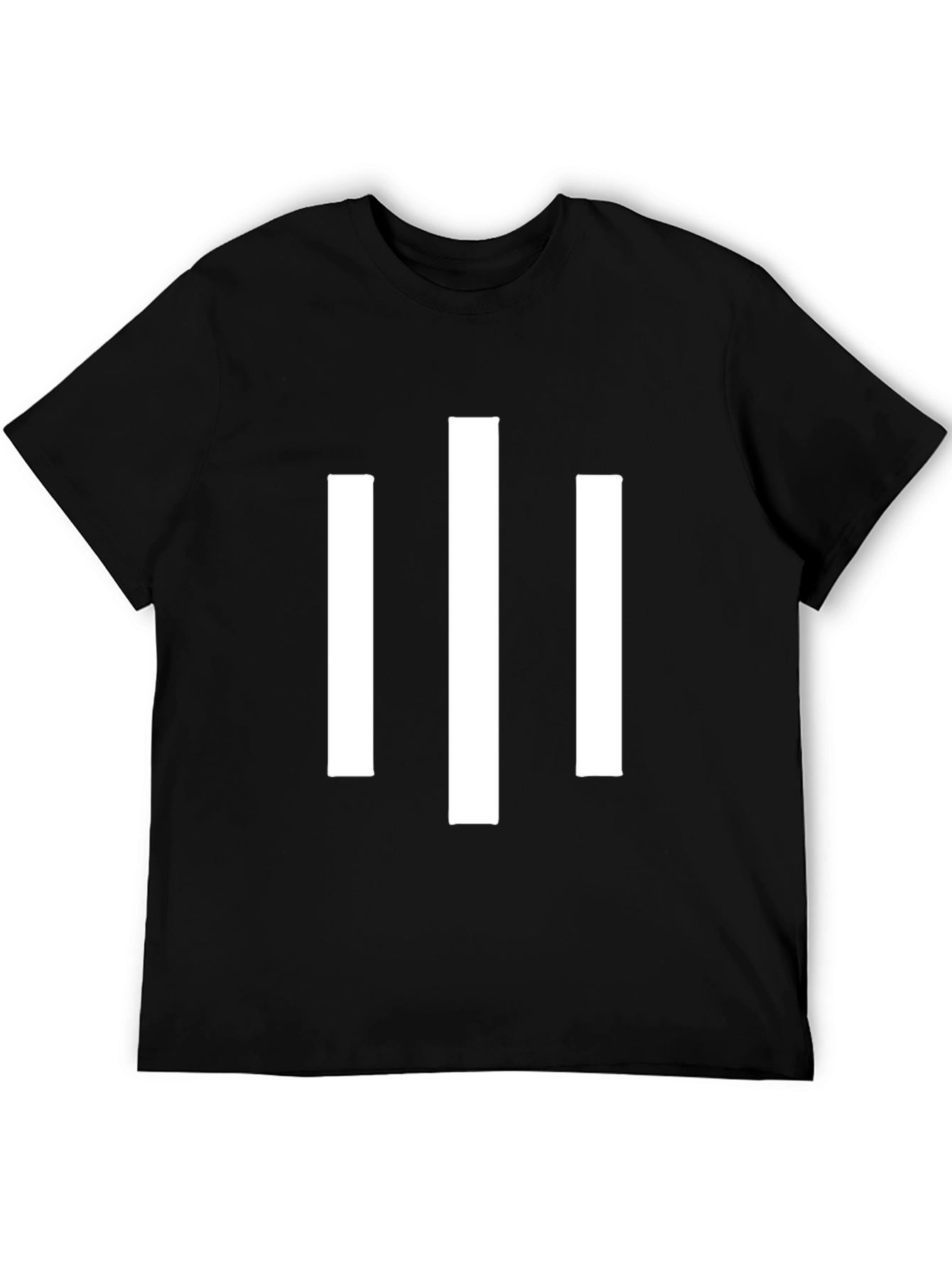 Minimalist White Stripe Graphic Black T-Shirt