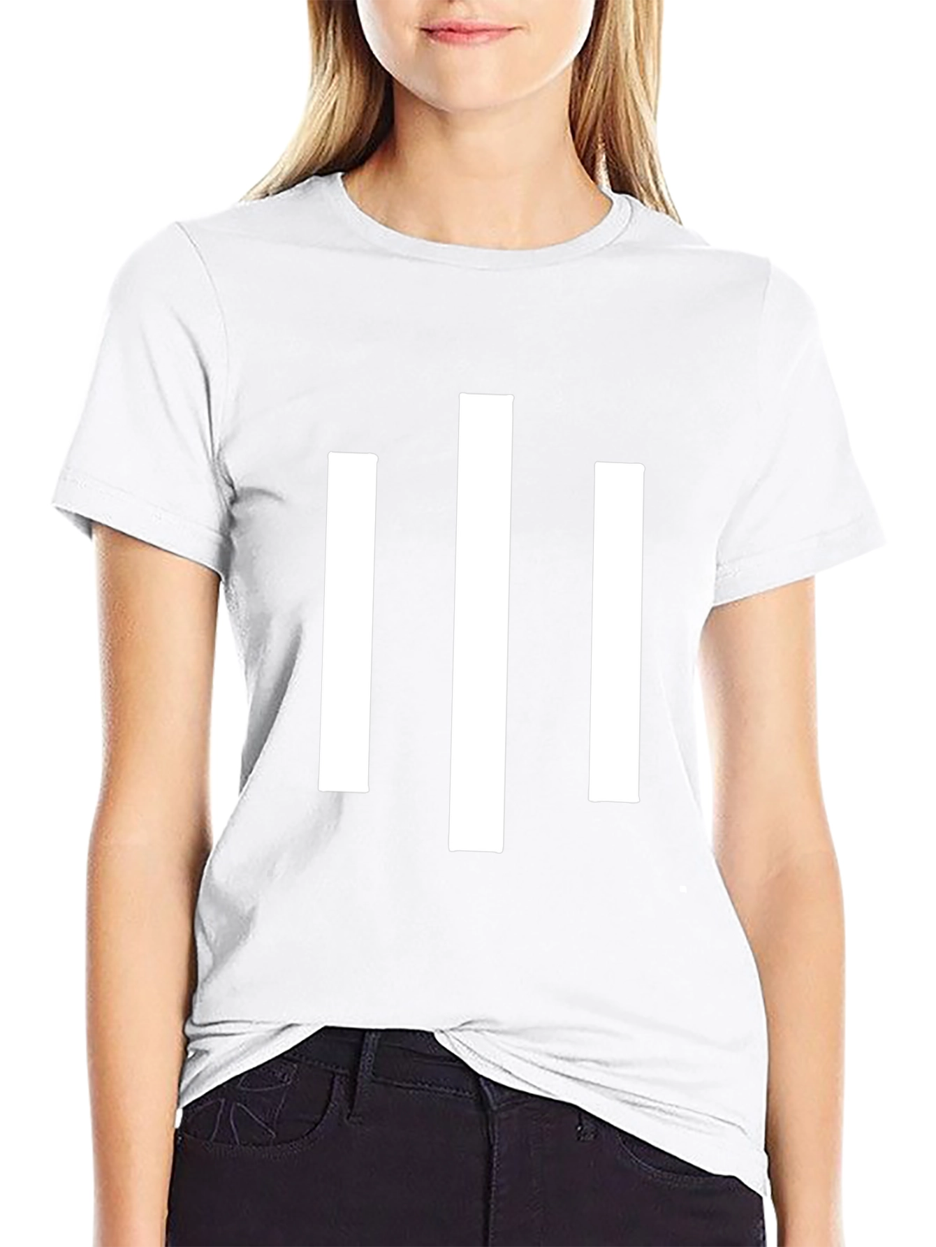 Minimalist White Stripe Graphic Black T-Shirt
