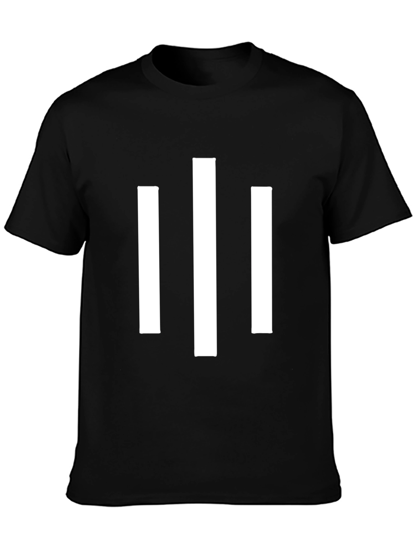 Minimalist White Stripe Graphic Black T-Shirt