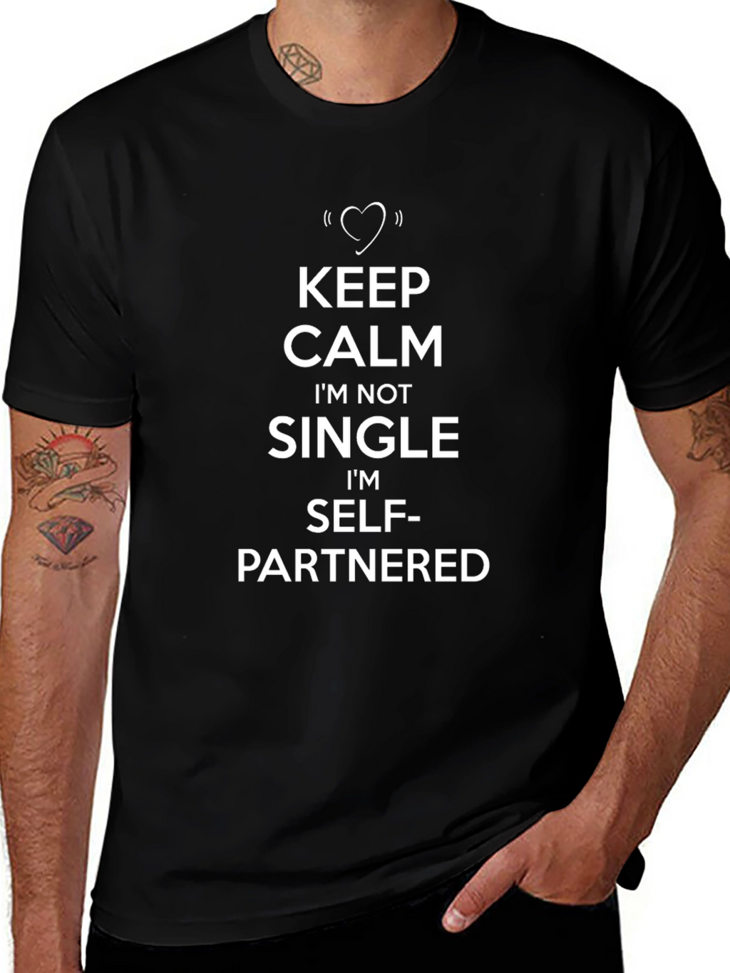 Self-Partnered T-Shirt: Keep Calm Funny Single Alternative