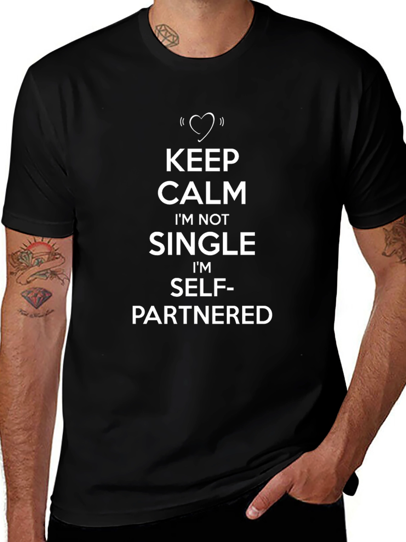Self-Partnered T-Shirt: Keep Calm Funny Single Alternative