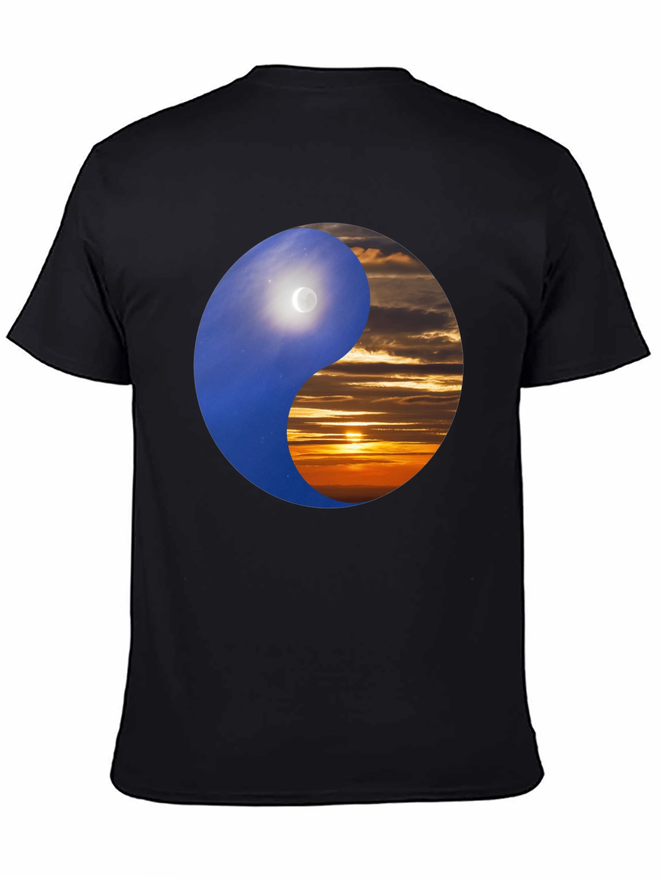 Yin Yang Day & Night Black T-Shirt