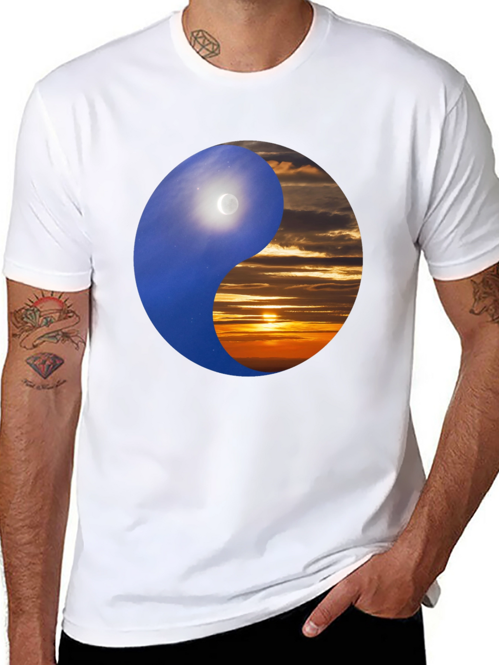 Yin Yang Day & Night Black T-Shirt