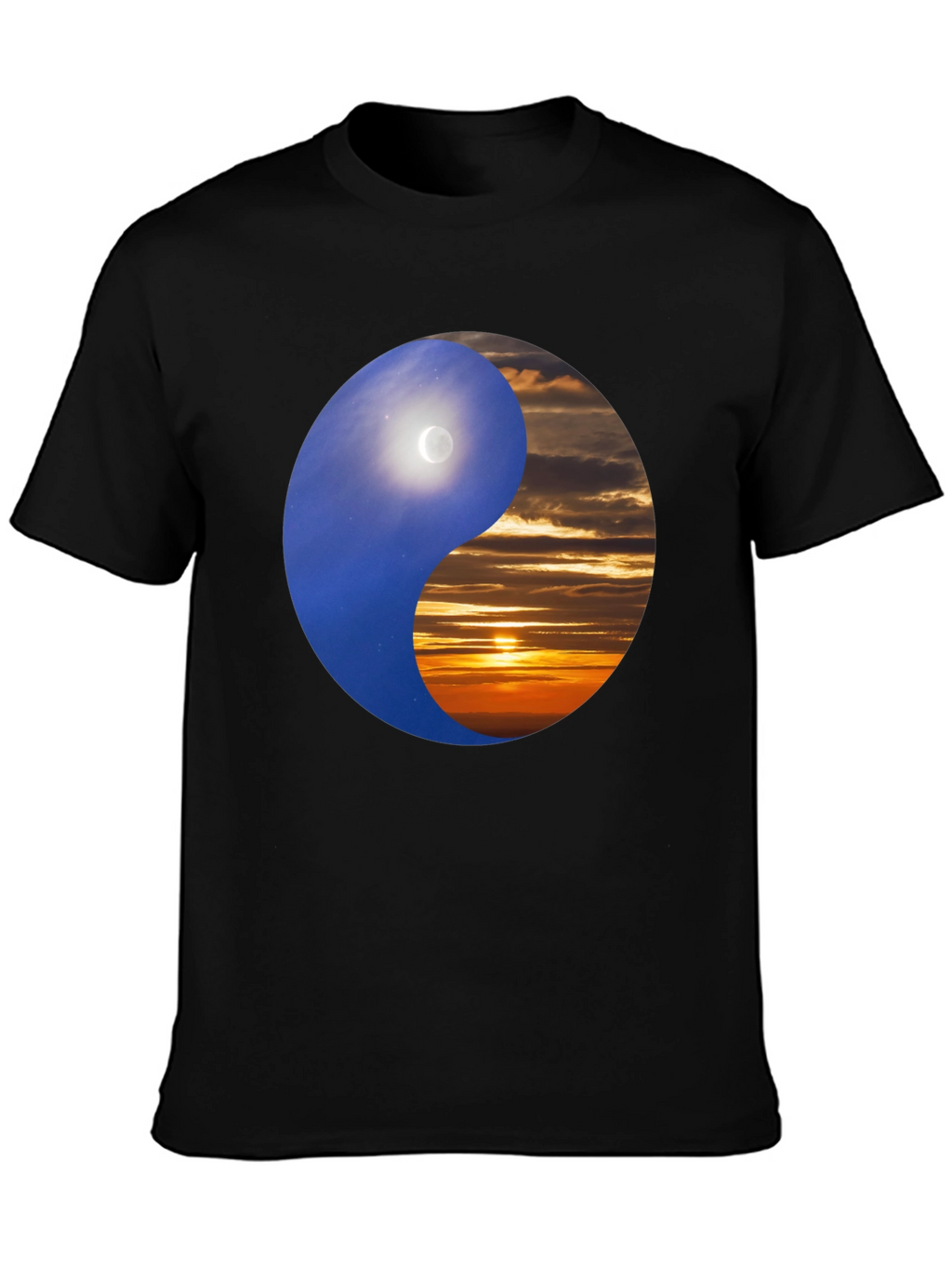 Yin Yang Day & Night Black T-Shirt