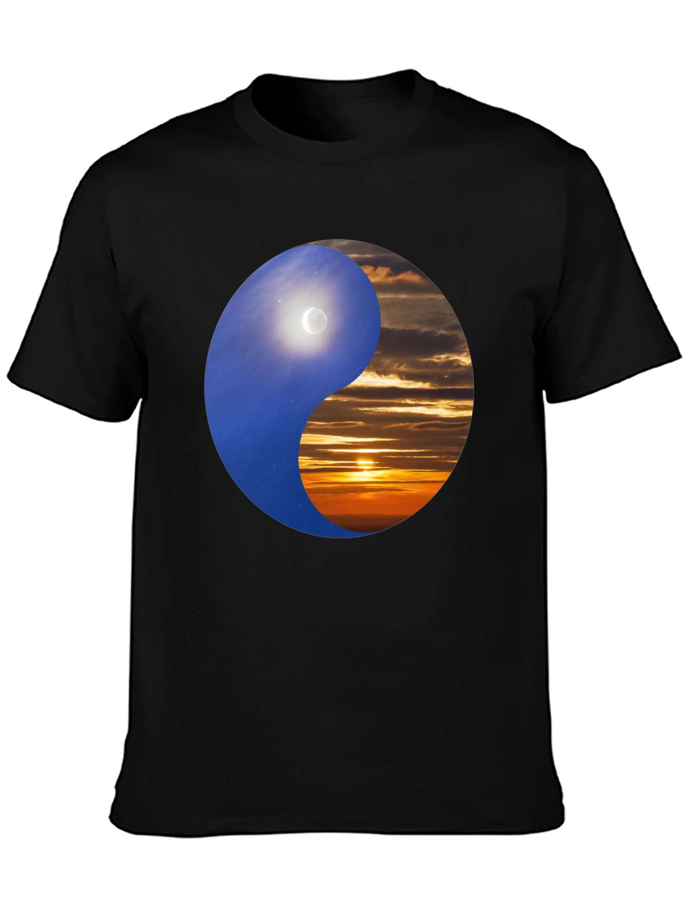 Yin Yang Day & Night Black T-Shirt