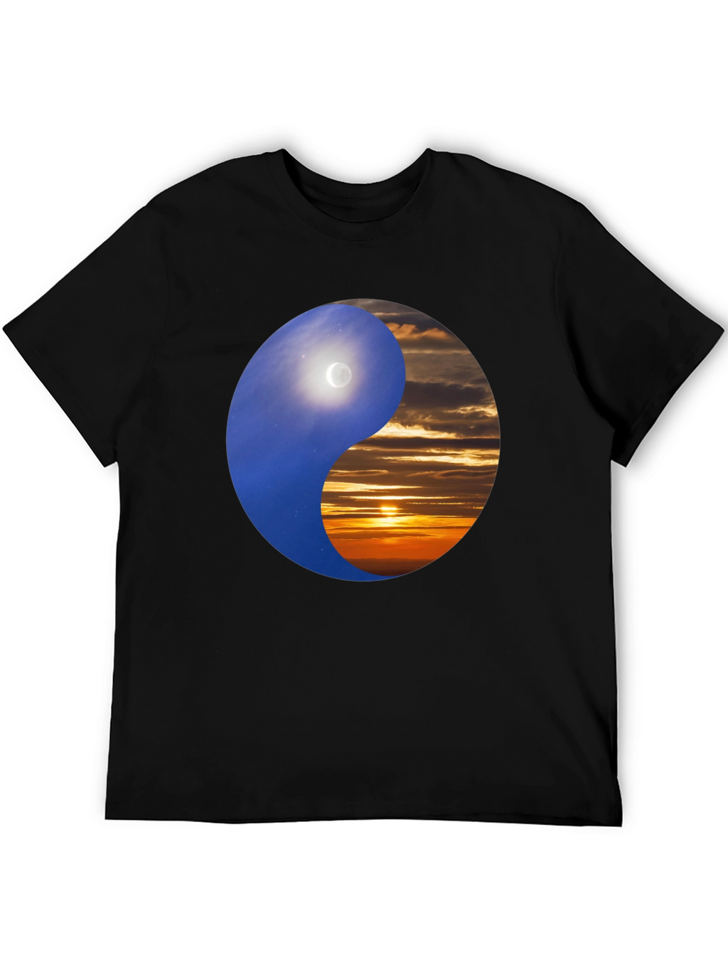 Yin Yang Day & Night Black T-Shirt