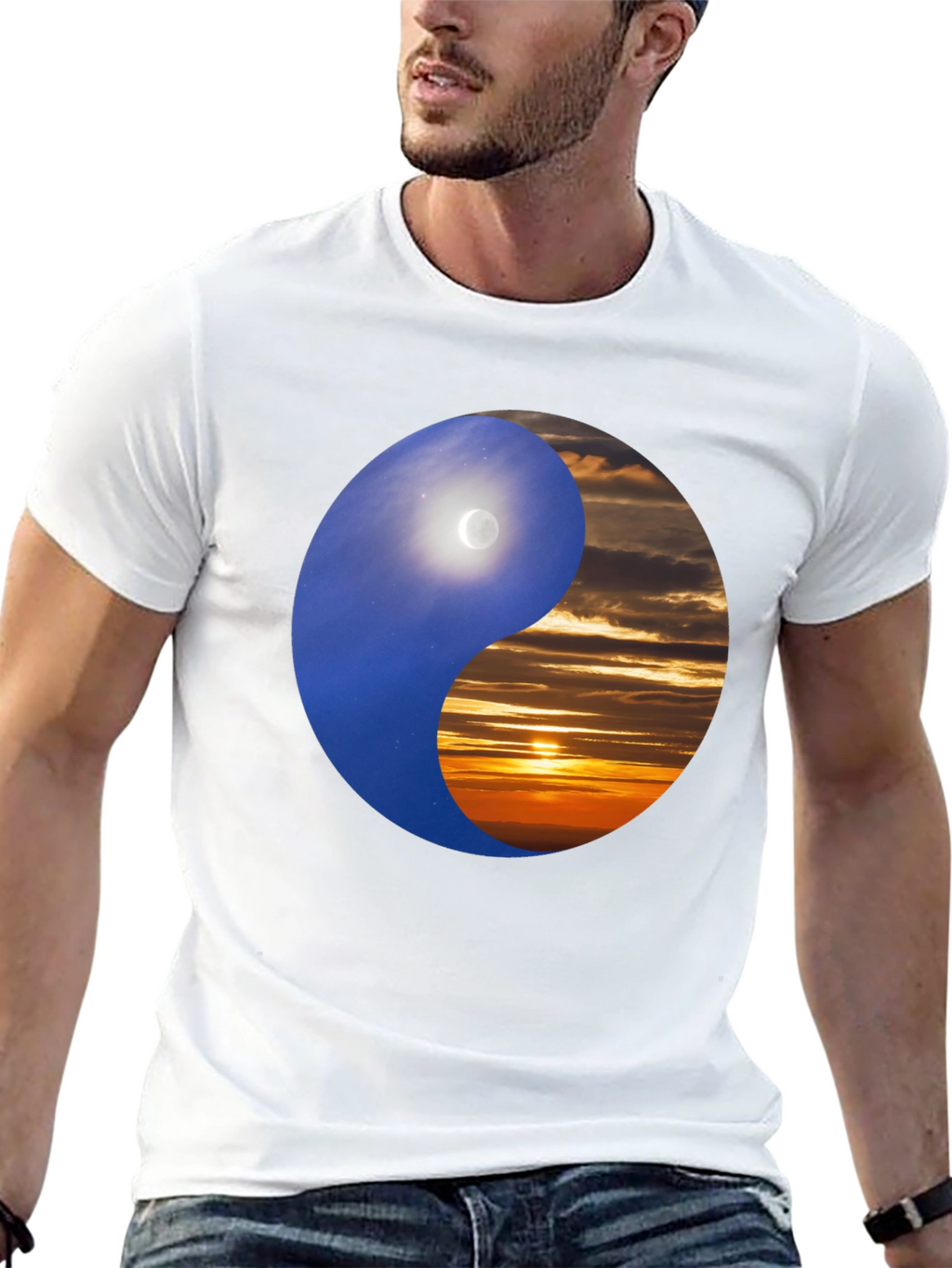 Yin Yang Day & Night Black T-Shirt