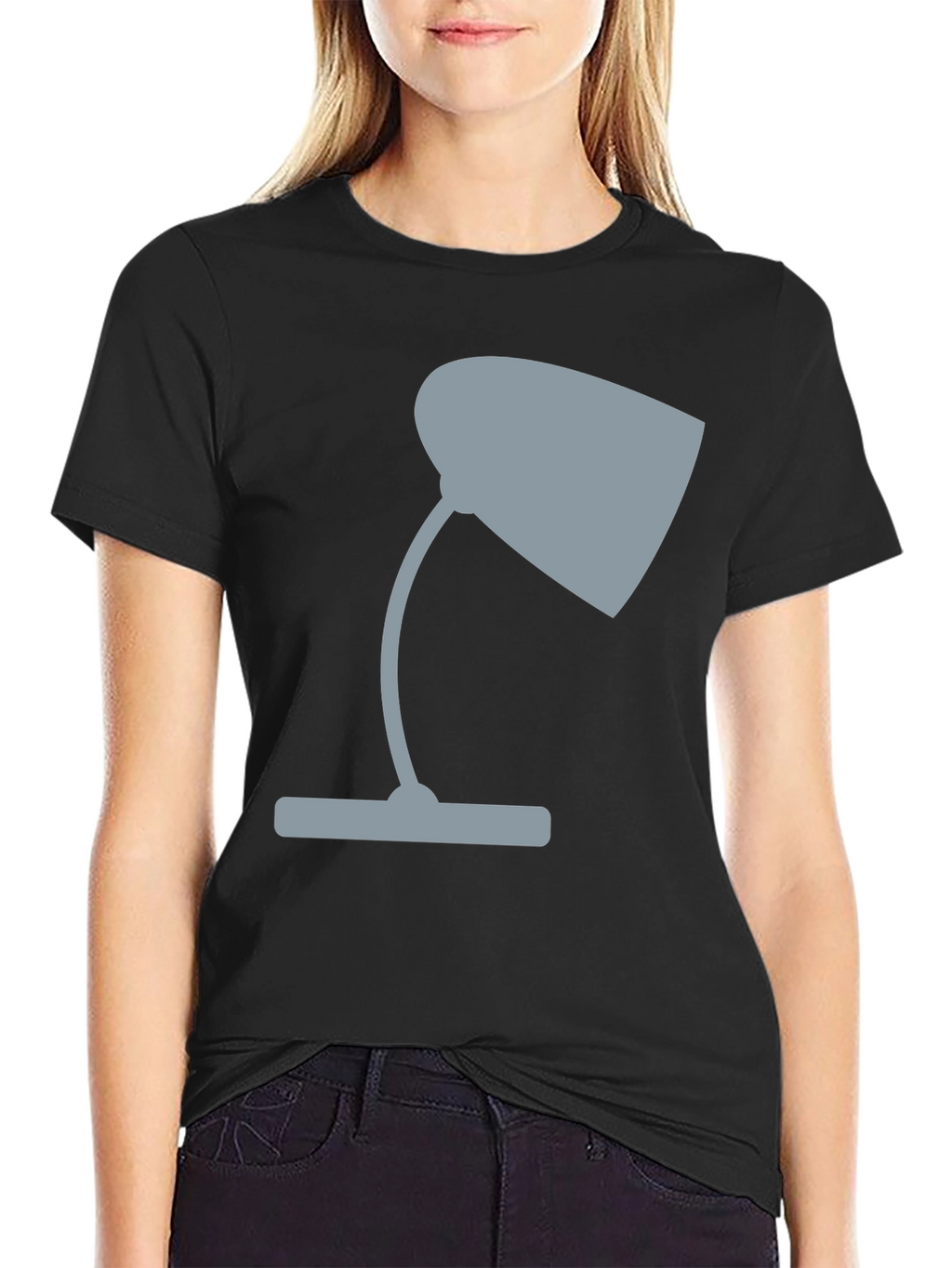 Modern Lamp Graphic Tee - Casual Black T-Shirt