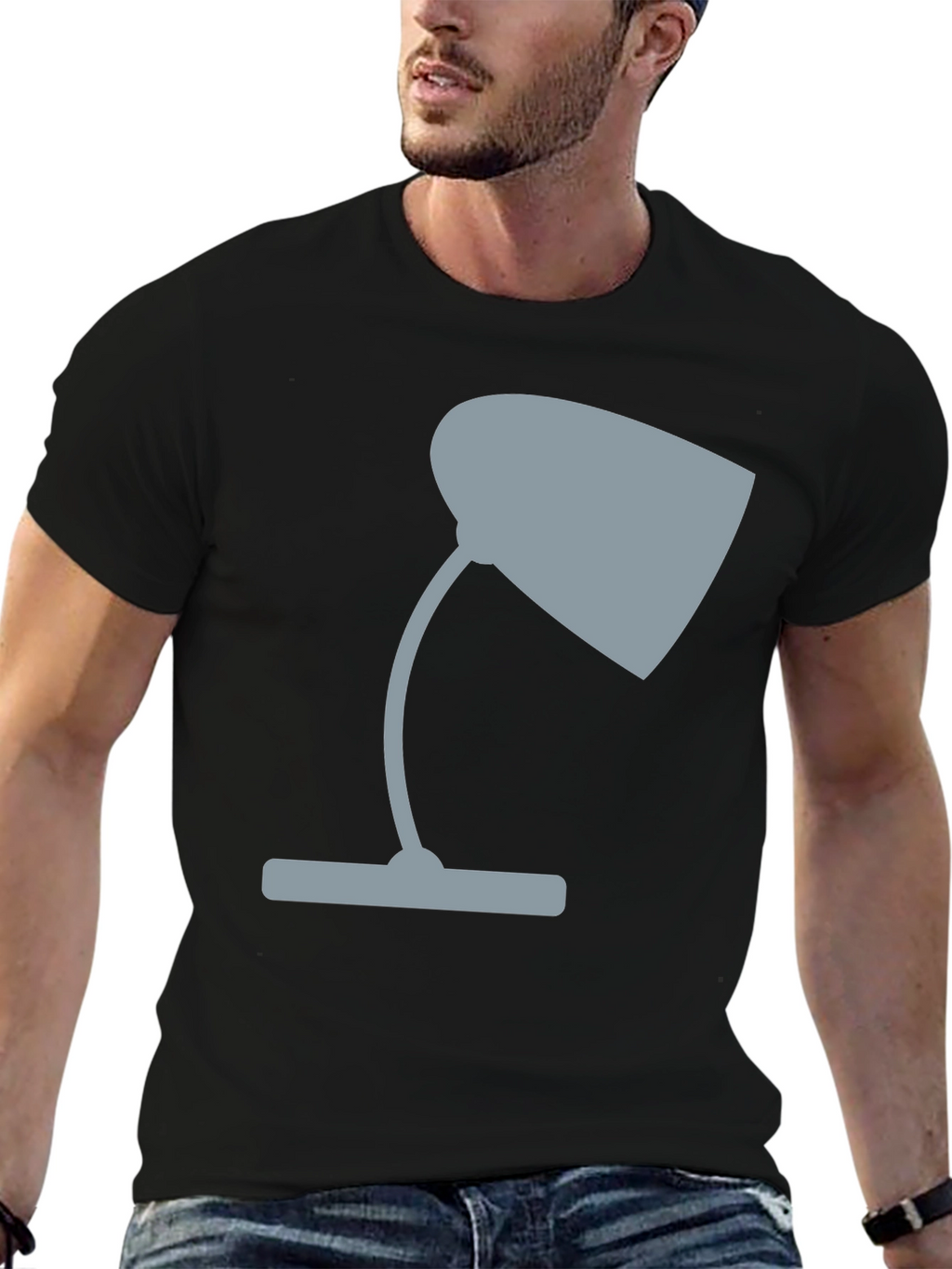 Modern Lamp Graphic Tee - Casual Black T-Shirt