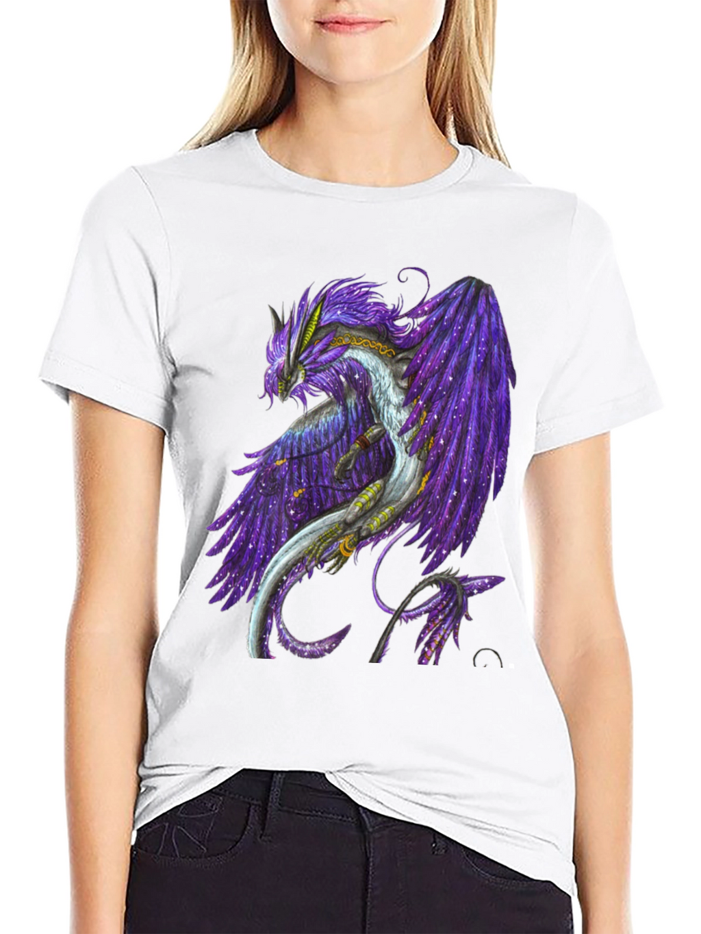 Galaxy Dragon Graphic Tee - Black