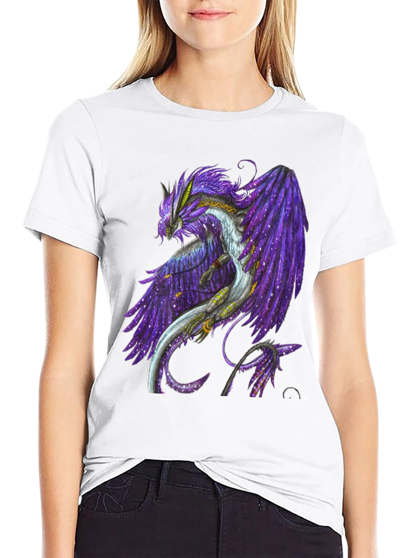 Galaxy Dragon Graphic Tee - Black