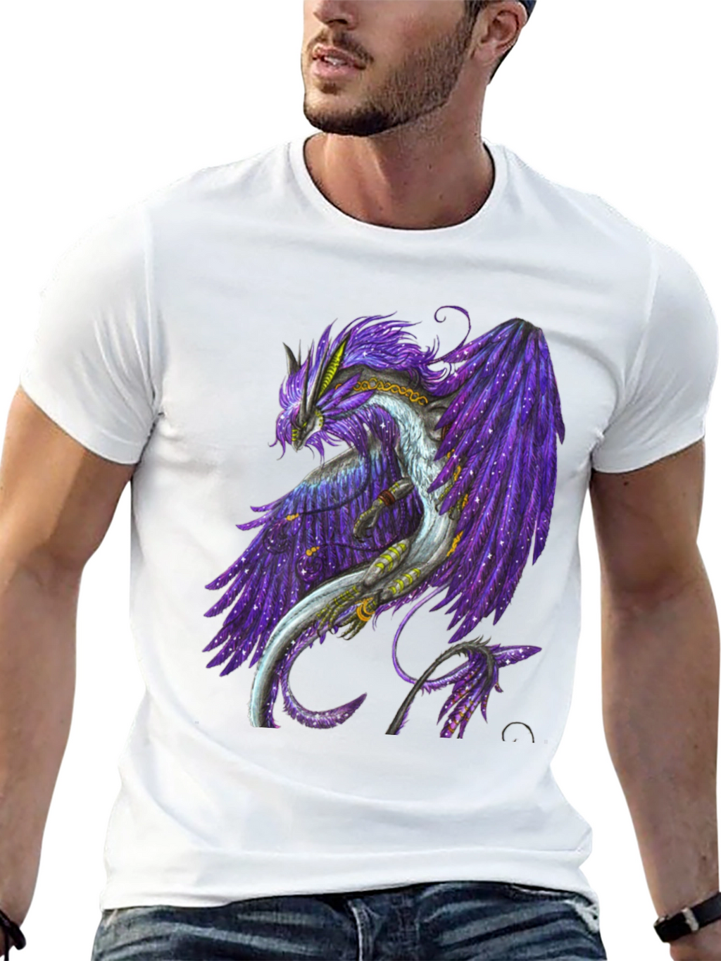 Galaxy Dragon Graphic Tee - Black