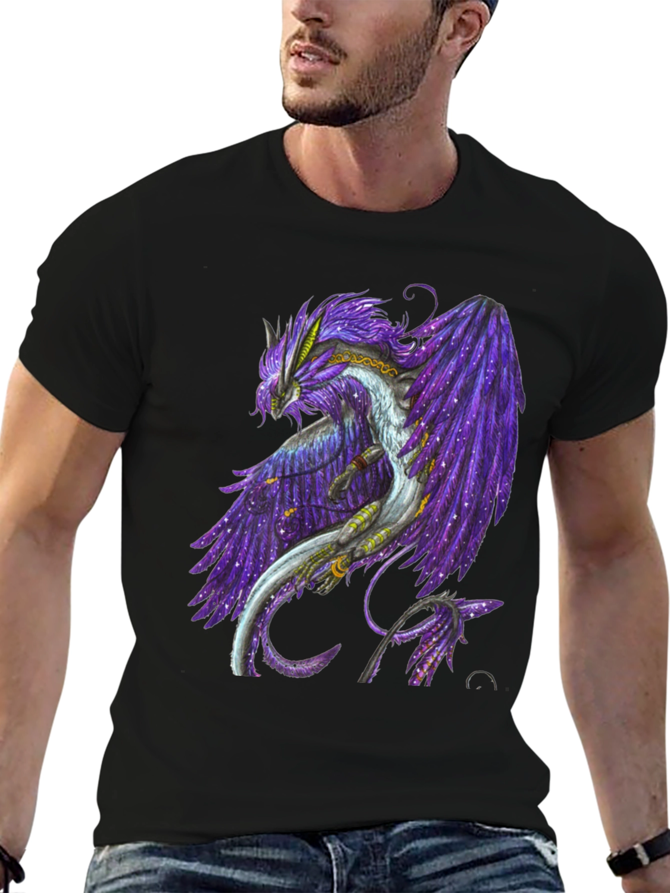 Galaxy Dragon Graphic Tee - Black