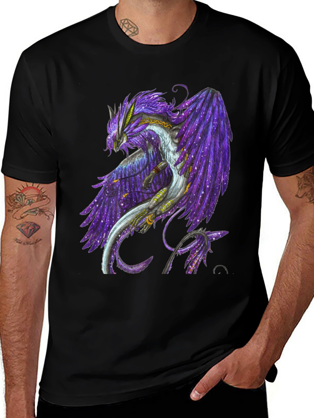 Galaxy Dragon Graphic Tee - Black