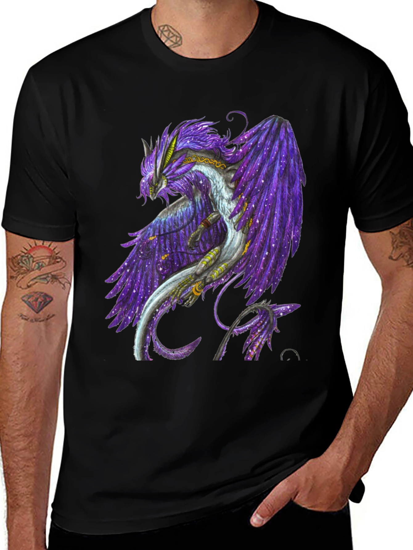 Galaxy Dragon Graphic Tee - Black