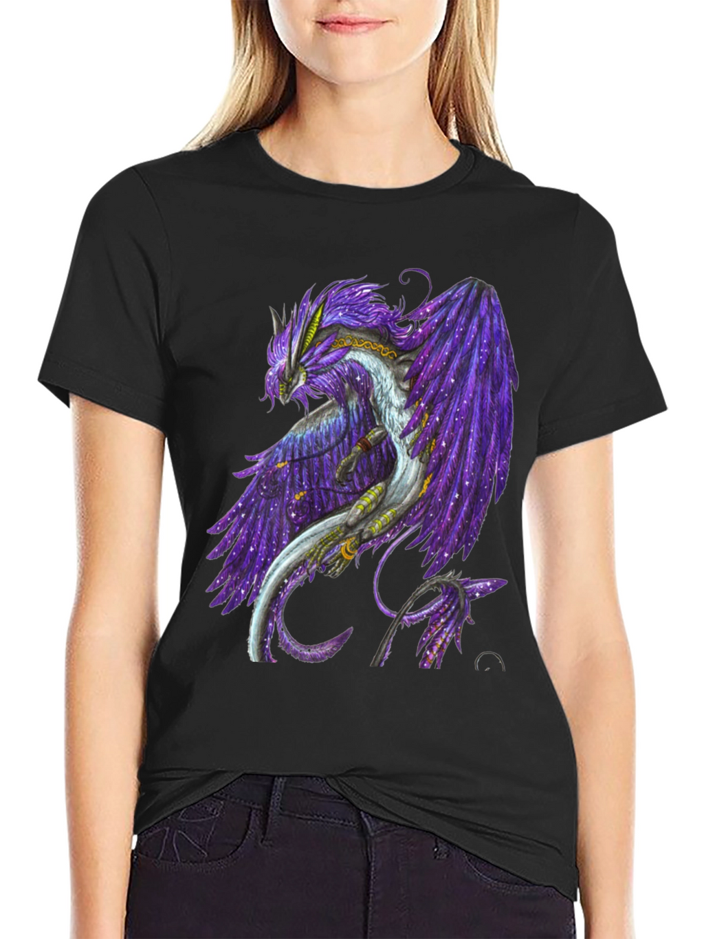 Galaxy Dragon Graphic Tee - Black