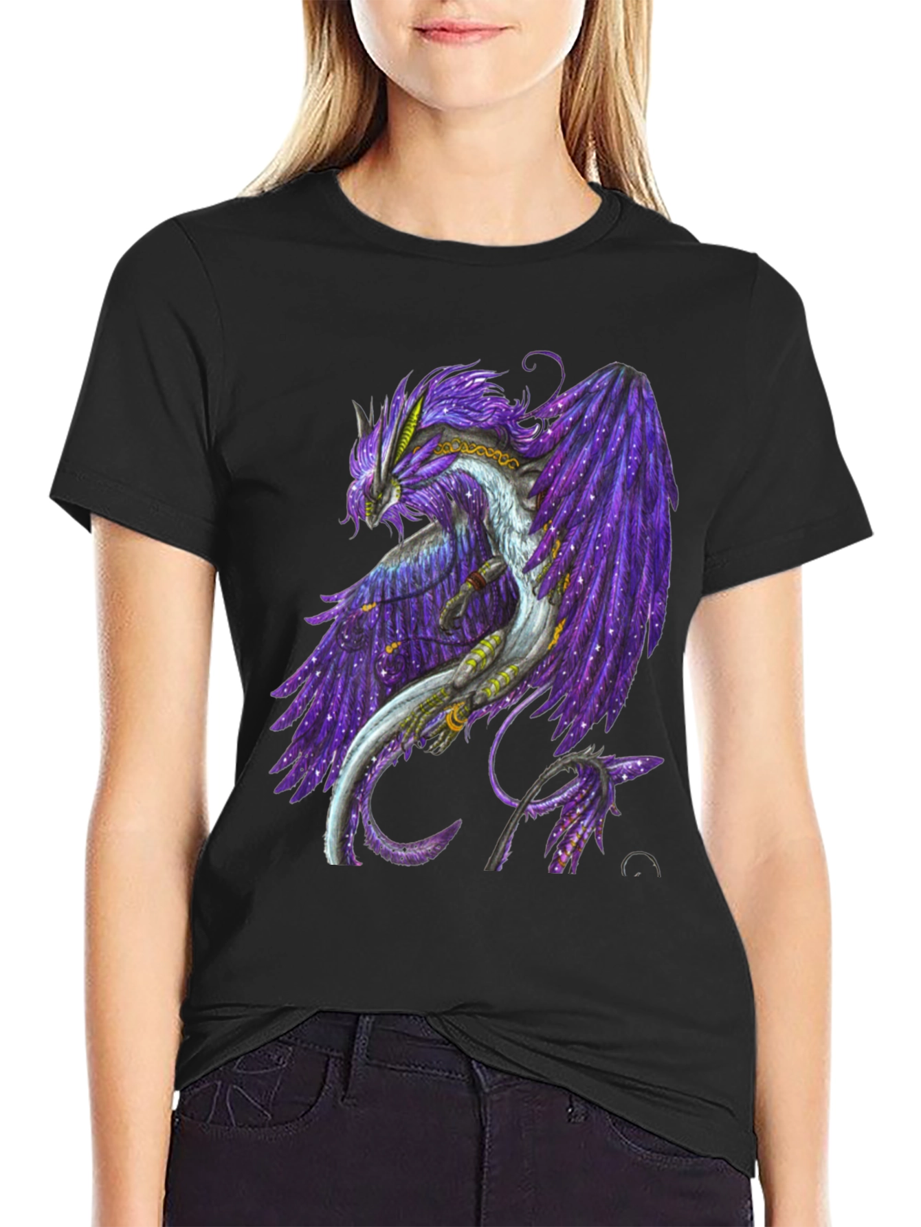 Galaxy Dragon Graphic Tee - Black