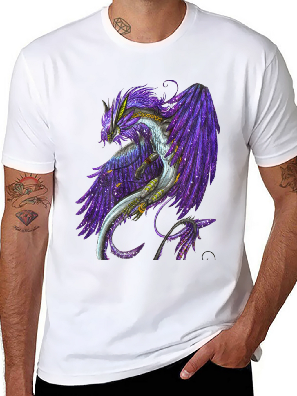Galaxy Dragon Graphic Tee - Black
