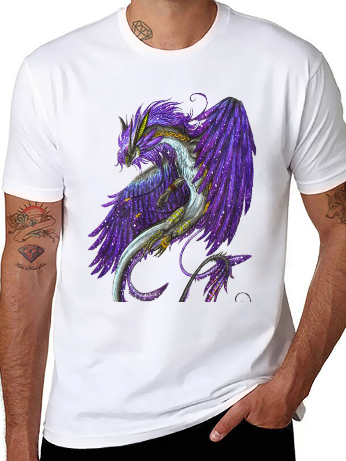 Galaxy Dragon Graphic Tee - Black