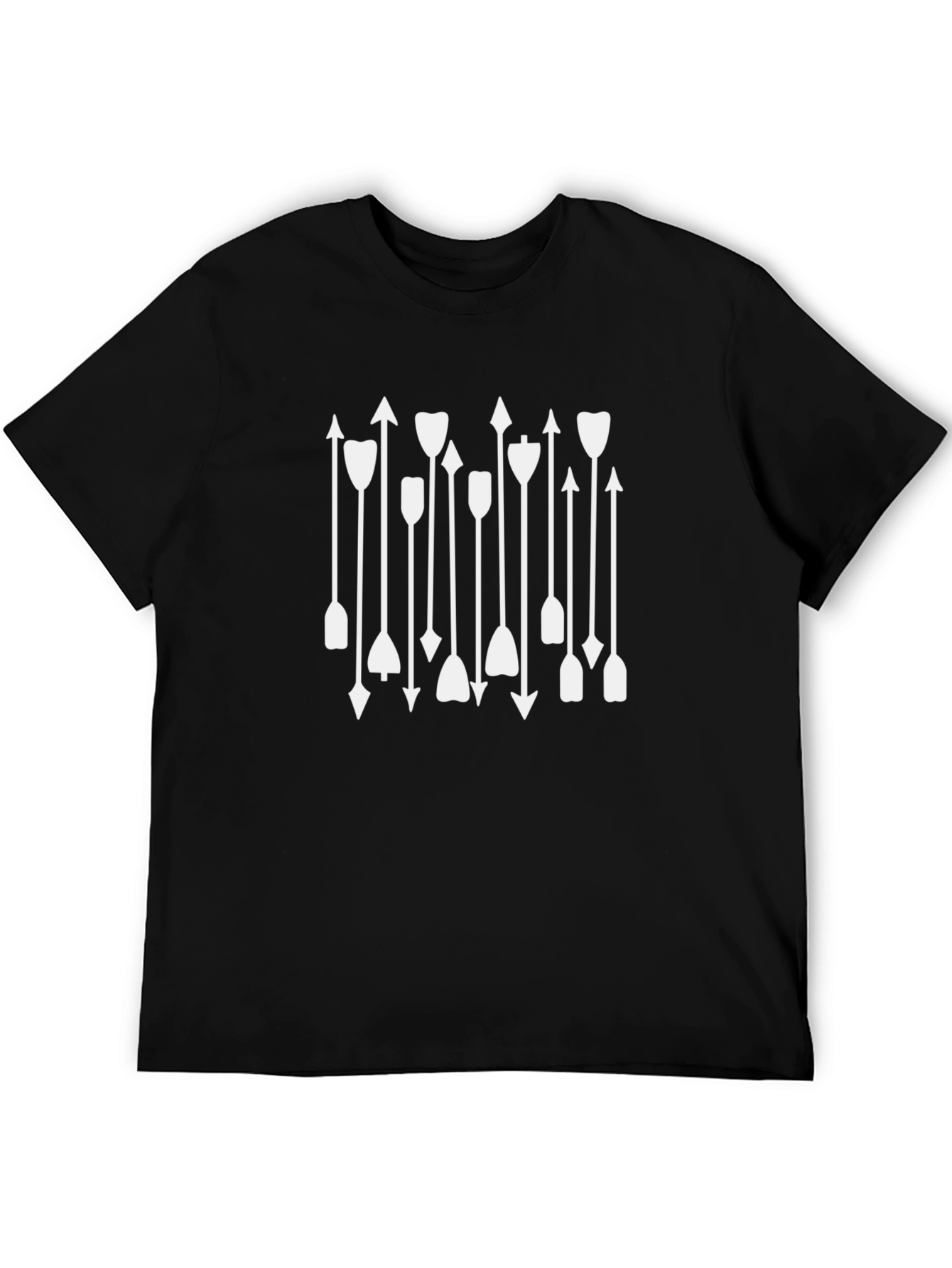 Modern Arrow Pattern Graphic Tee - Black