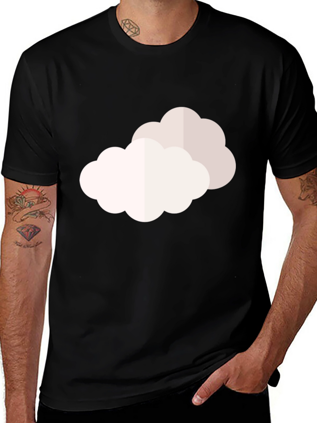 Cloud Graphic Black T-Shirt - Relaxed Fit