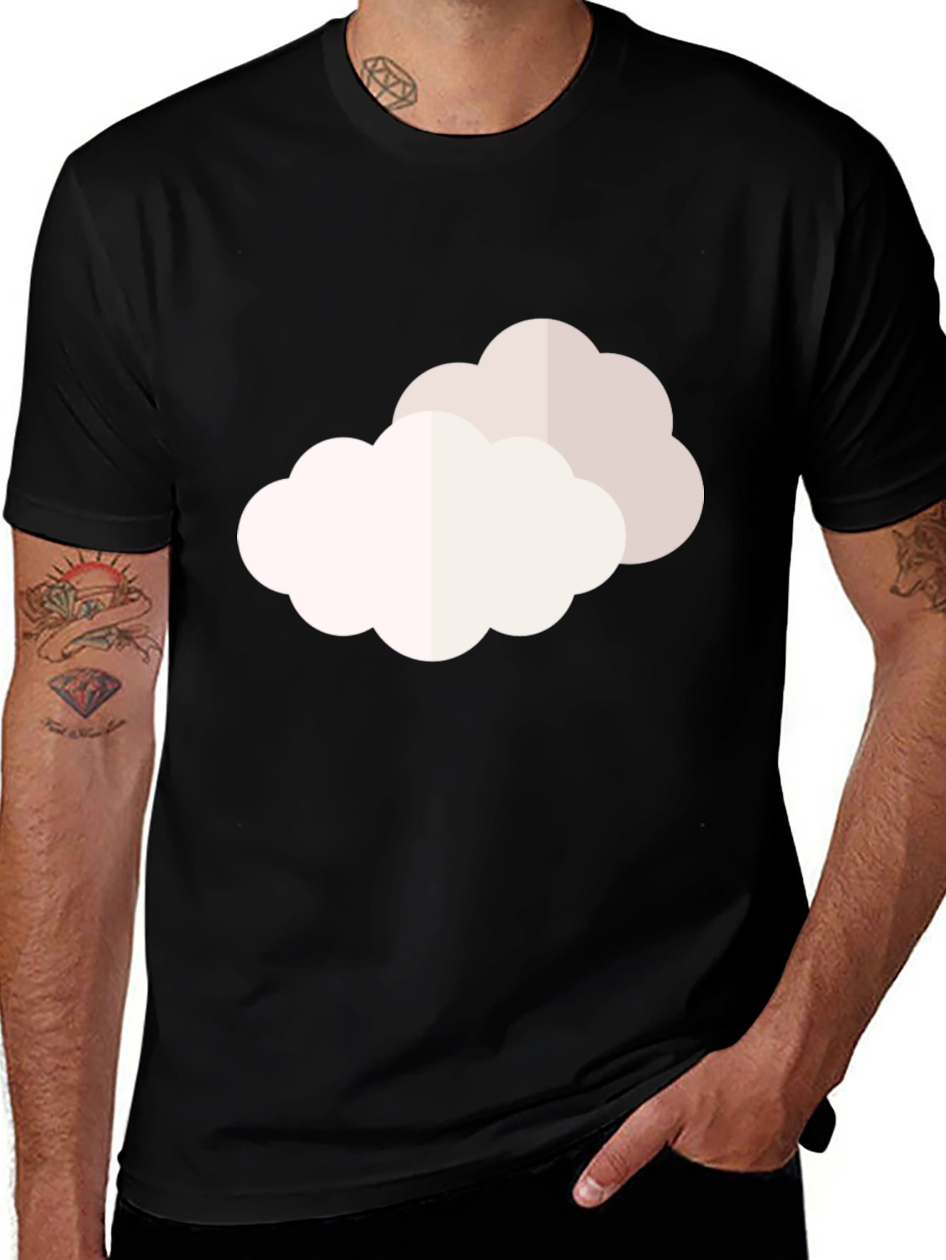 Cloud Graphic Black T-Shirt - Relaxed Fit