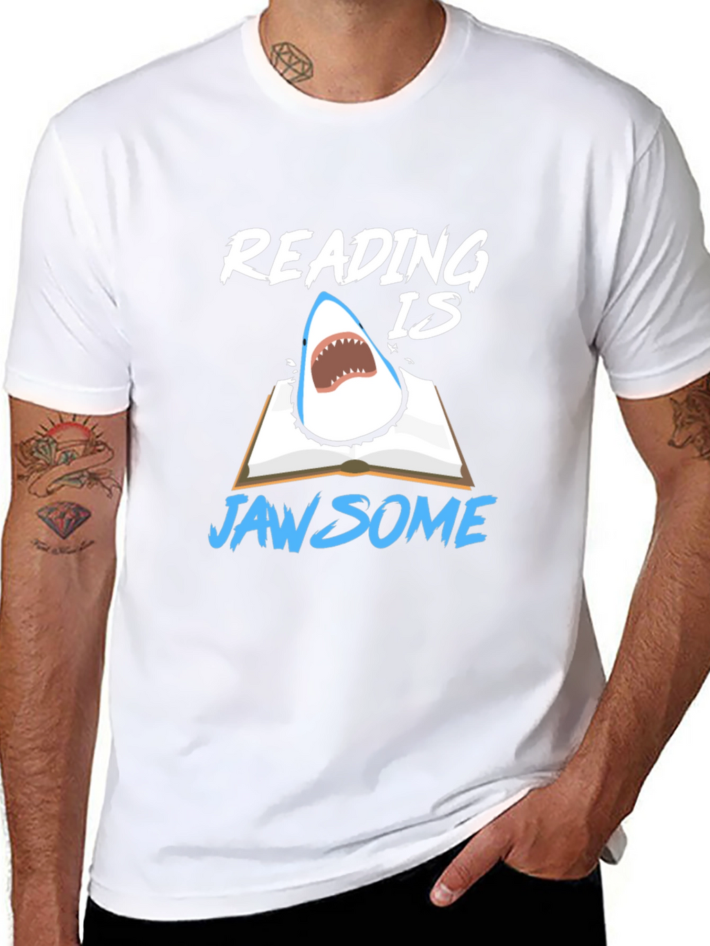 Reading Is Jawsome Shark T-Shirt - Book Lover Tee