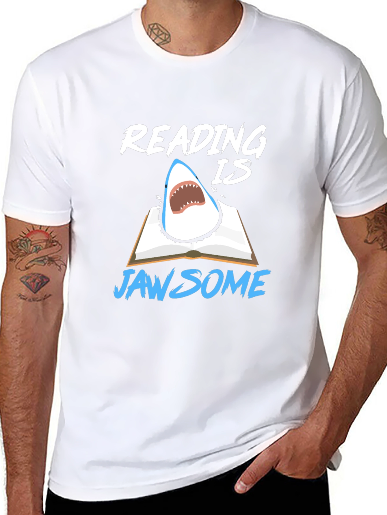Reading Is Jawsome Shark T-Shirt - Book Lover Tee