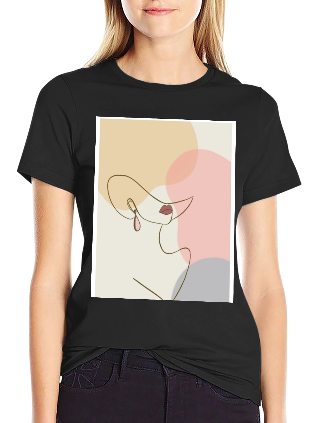 Abstract Woman Line Art Graphic Tee - Modern Minimalist T-Shirt
