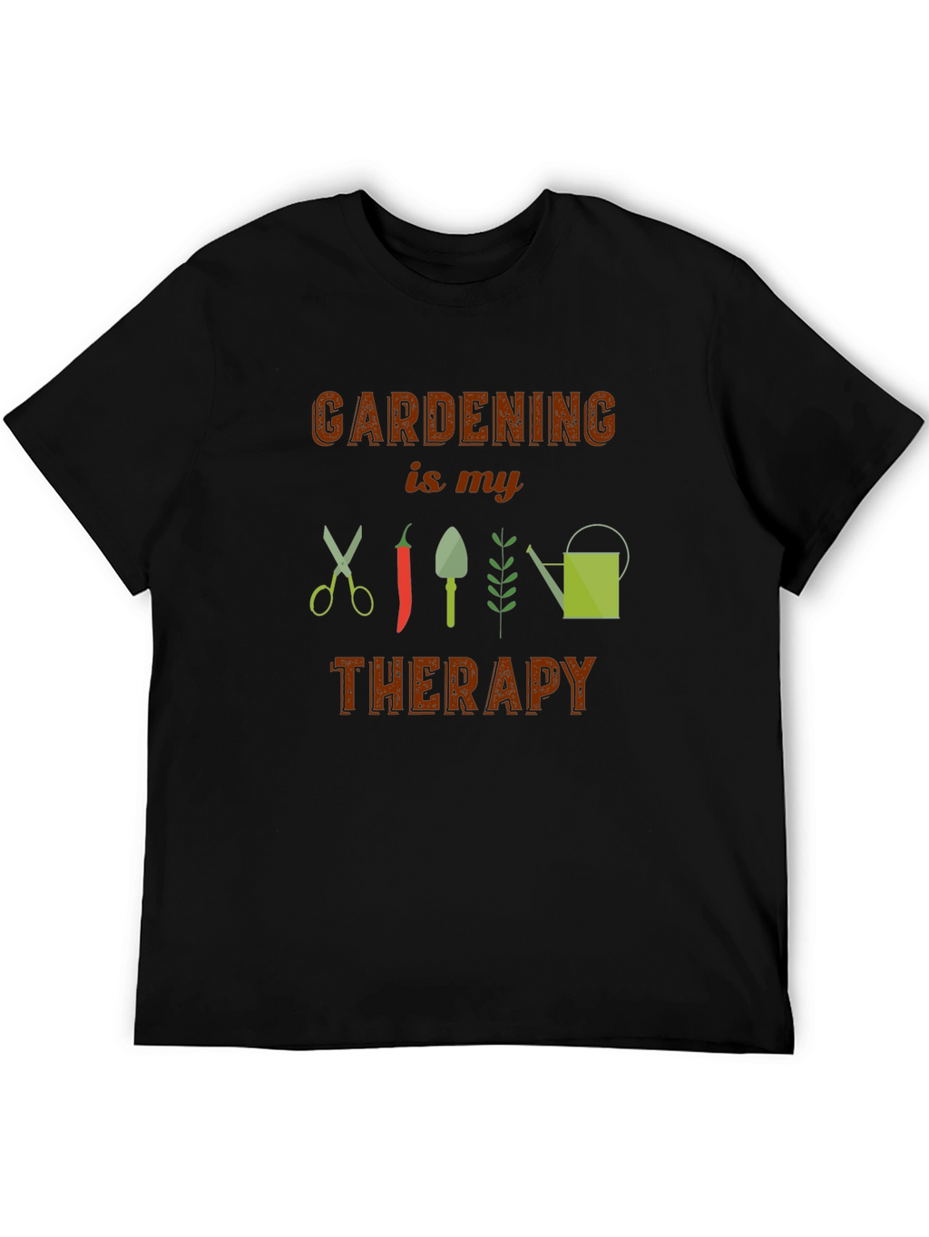 Gardening is My Therapy Black T-Shirt