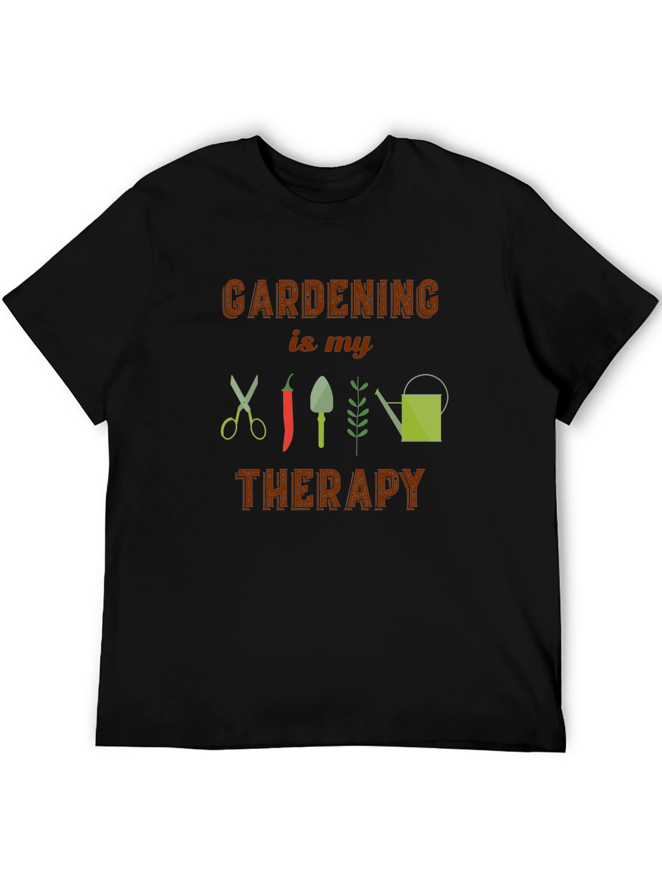 Gardening is My Therapy Black T-Shirt