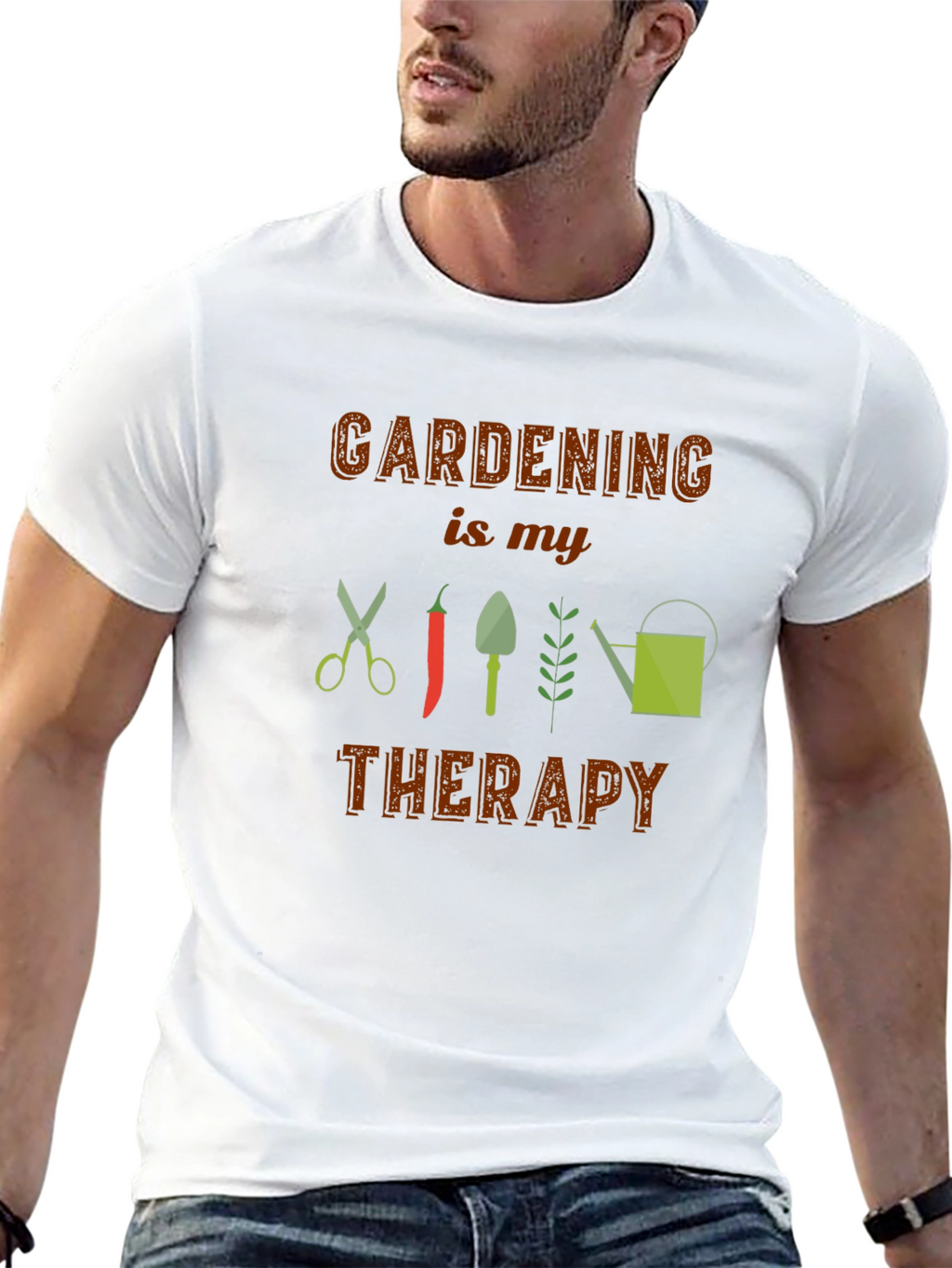 Gardening is My Therapy Black T-Shirt