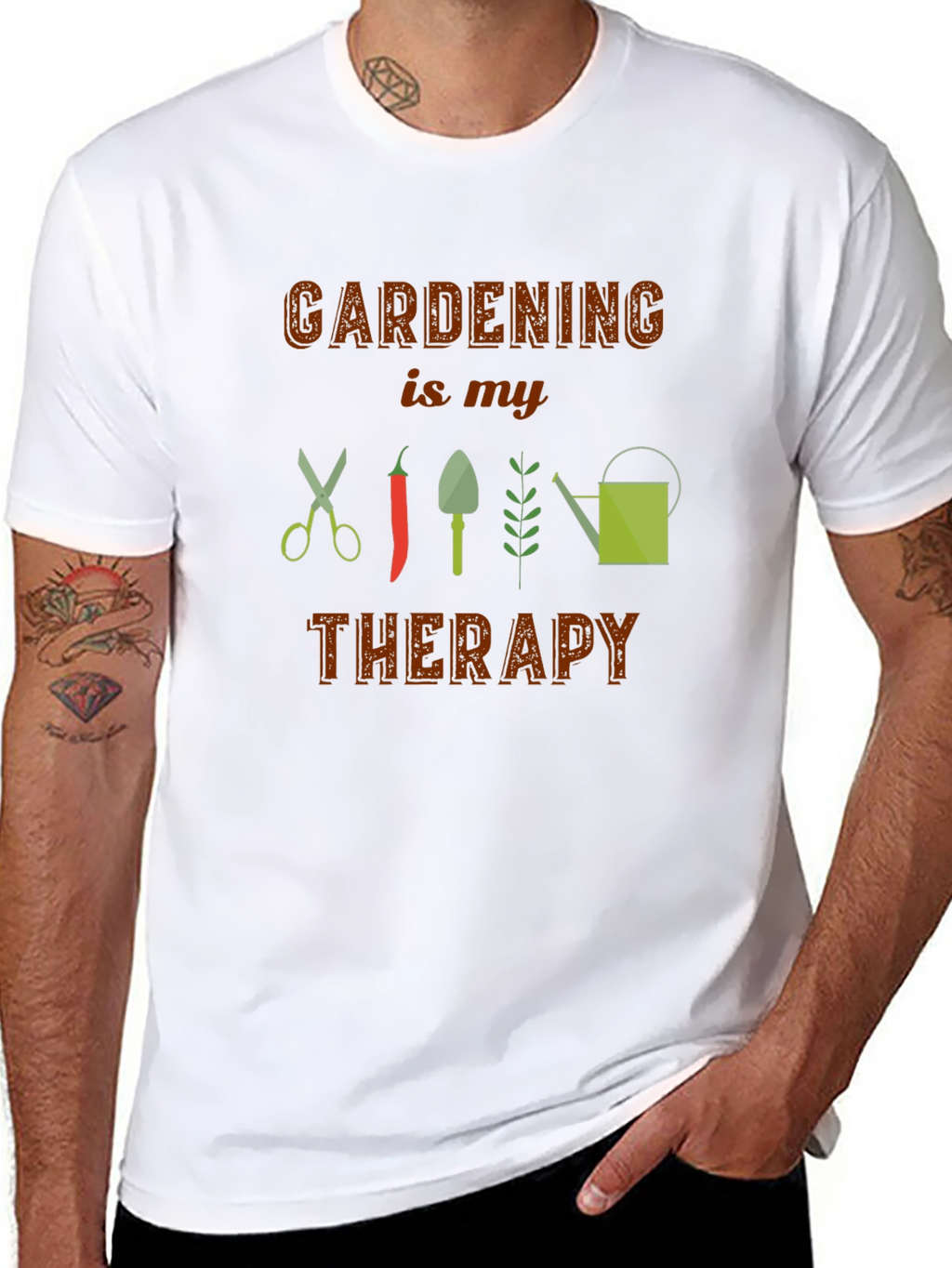 Gardening is My Therapy Black T-Shirt