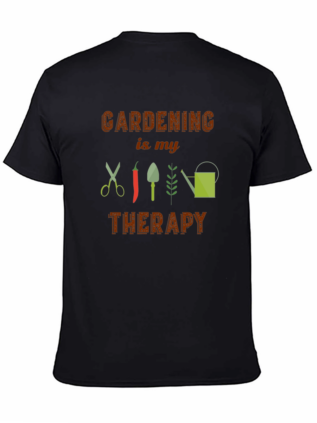 Gardening is My Therapy Black T-Shirt