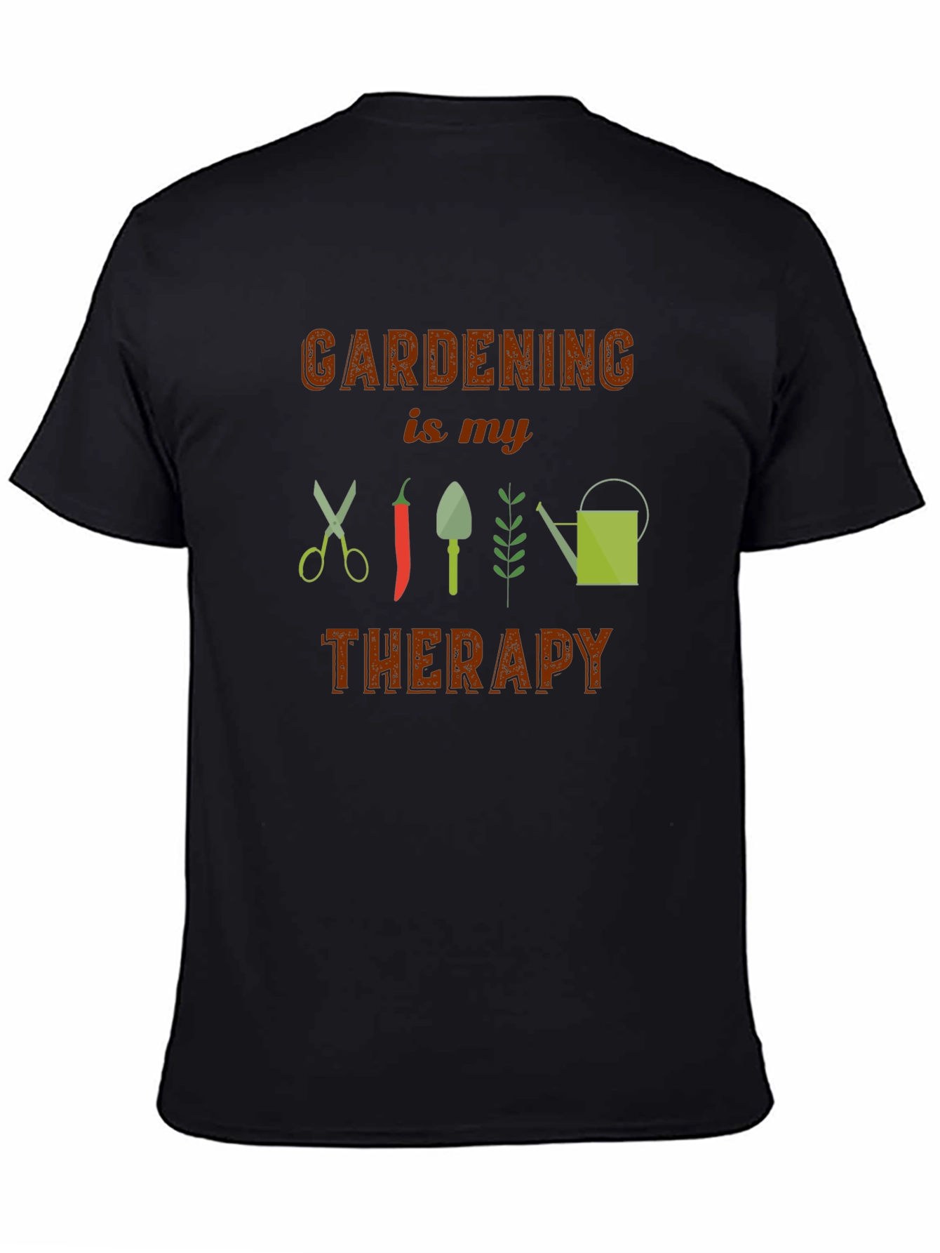 Gardening is My Therapy Black T-Shirt
