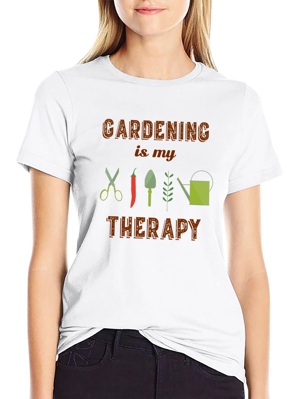 Gardening is My Therapy Black T-Shirt