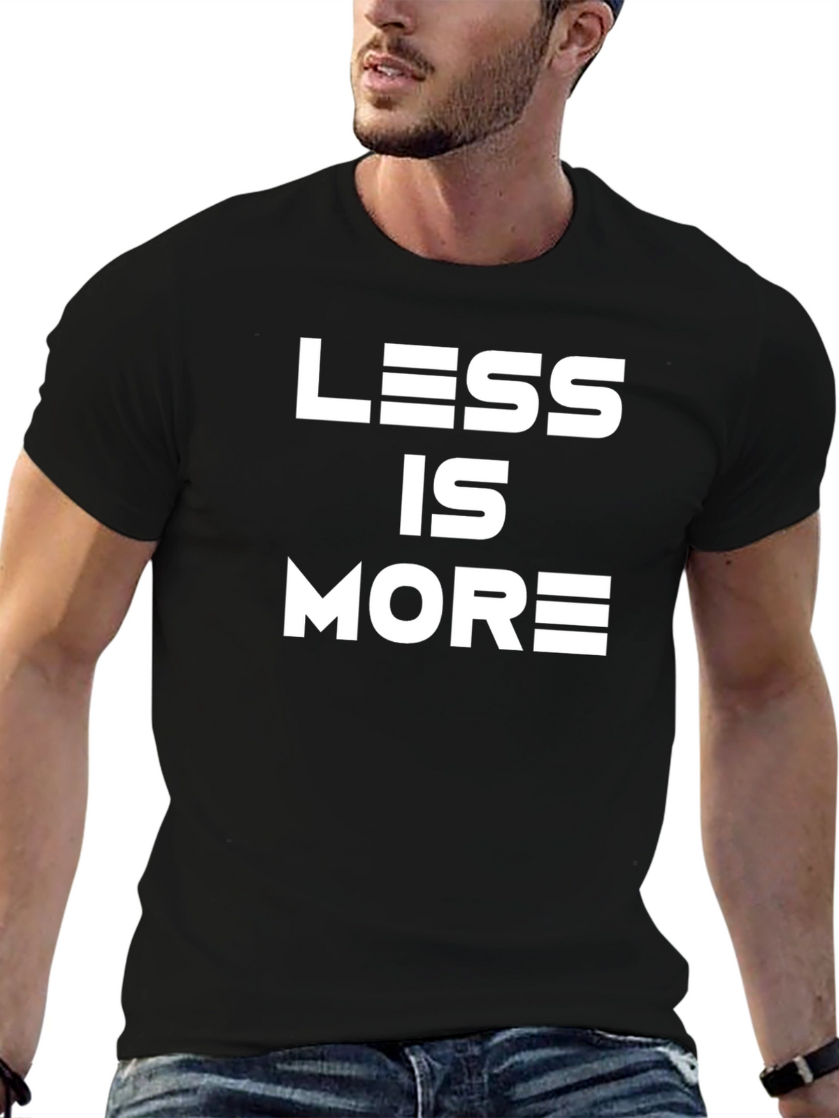 Less is More Graphic Tee - Classic Black Cotton T-Shirt