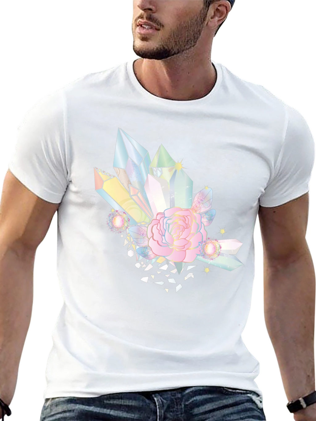 Crystal & Rose Graphic Tee - Stylish Black T-Shirt